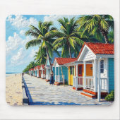 Colorful Tropical Vibrant Beach Huts Muismat (Voorkant)