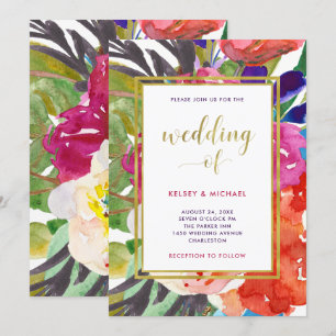 Colorful Tropical Wedding Kaart