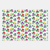 Colorful  Tulip Flower Pattern Inpakpapier Vel (Voorkant)