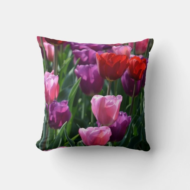 Colorful Tulip Flowers Pillow Kussen (Voorkant)