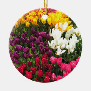 Colorful Tulip Garden Bed, Oregon Keramisch Ornament