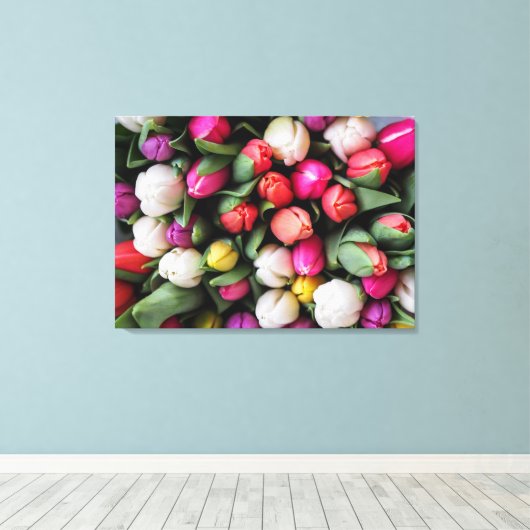 COLORFUL TULIPS CANVAS AFDRUK (Insitu (Houten vloer))