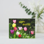 Colorful Tulips Happy Easter Briefkaart (Staand voorkant)