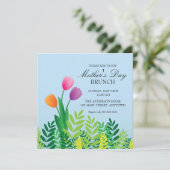 Colorful Tulips Moederdag Brunch Kaart (Staand voorkant)