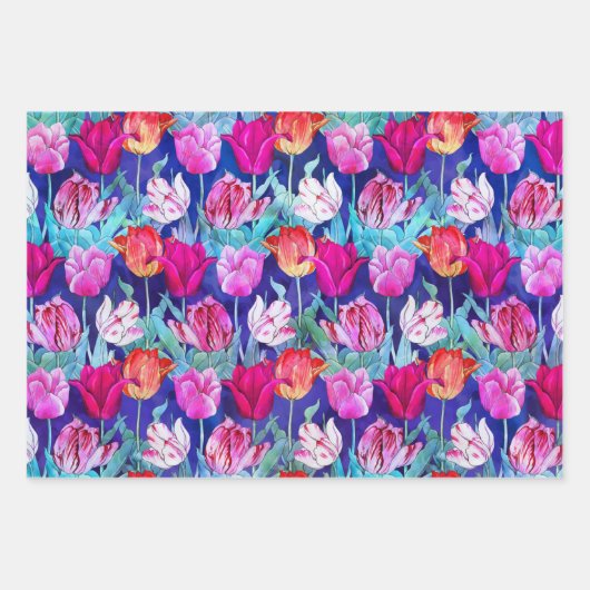 Colorful Tulips Pattern Inpakpapier Vel (Voorkant)