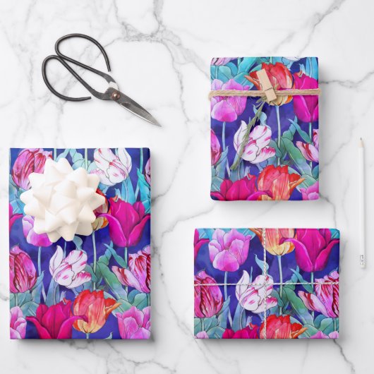 Colorful Tulips Pattern Inpakpapier Vel (Voorkant)