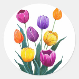 Colorful Tulips Ronde Sticker