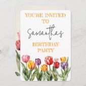 Colorful Tulips Spring Flowers Theme Invitation (Devant / Derrière)