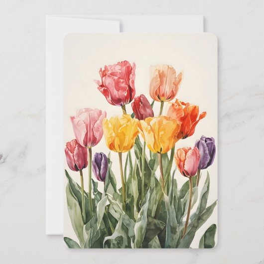 Colorful Tulips Spring Flowers Theme Invitation (Dos)