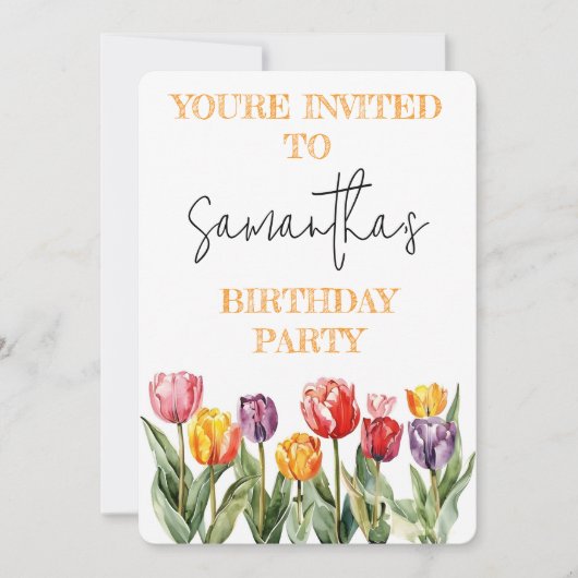 Colorful Tulips Spring Flowers Theme Invitation (Devant)