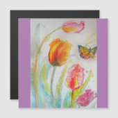 Colorful Tulips Waterverf Fridge Magnet (Voorkant / Achterkant)