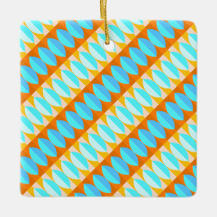 Colorful Turquoise Blue Oranje Yellow Pattern Keramisch Ornament