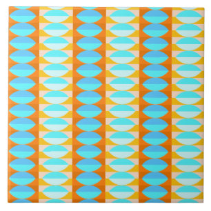 Colorful Turquoise Blue Oranje Yellow Pattern Tegeltje