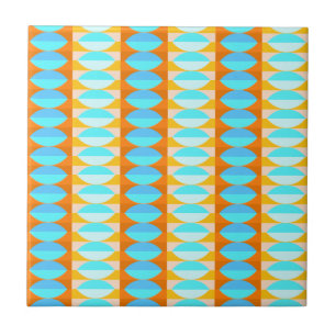 Colorful Turquoise Blue Oranje Yellow Pattern Tegeltje