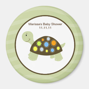 Colorful Turtle 3-inch Round Favor Magnet - Groen Magneet