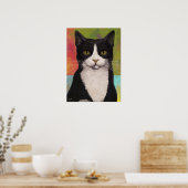 Colorful Tuxedo Cat Poster (Keuken)