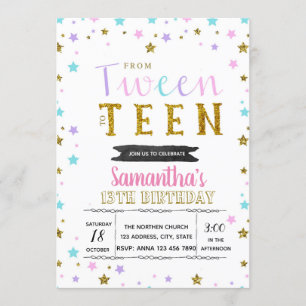 Colorful tween to teen party call kaart
