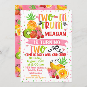 Colorful Two-tti Frutti 2nd Birthday Invitation Kaart