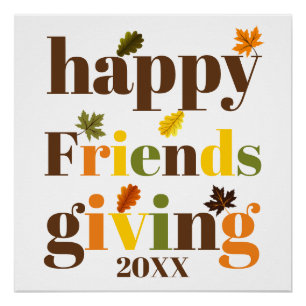 Colorful typografie Happy Friendsgiving herfst Perfect Poster