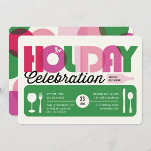 Colorful Typography Modern Holiday Party Invite Kaart