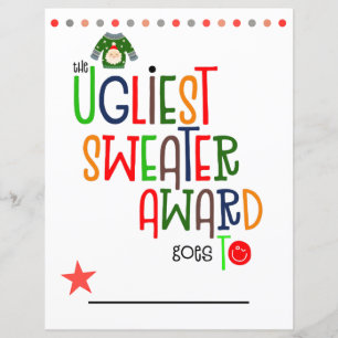 Colorful Ugliest Sweater Winner Award certificaat