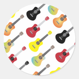 Colorful Ukulele Pattern Music Ronde Sticker