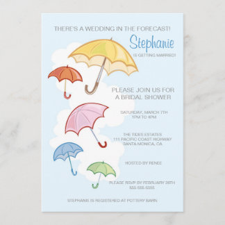 Colorful Umbrellas Bridal Shower Invitation Kaart