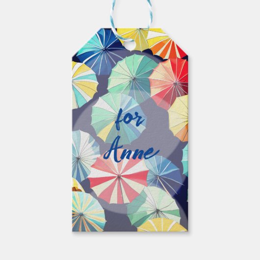 Colorful Umbrellas Cadeaulabel (Voorkant)