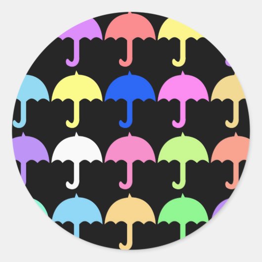 Colorful Umbrellas Ronde Sticker (Voorkant)