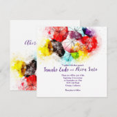 Colorful Umbrellas Weddenschap Kaart (Voorkant / Achterkant)