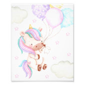 Colorful Unicorn, ballonnen, sterren, meisjeszurie Foto Afdruk (Voorkant)