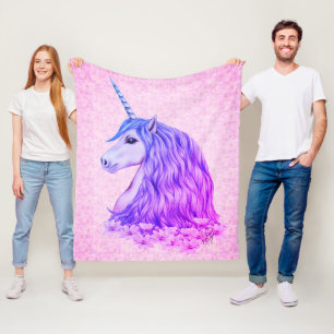 Colorful Unicorn Fleece Deken