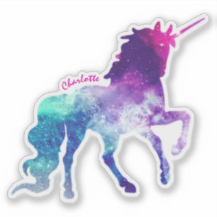 Colorful Unicorn Horse with Child's Name Craft Sticker