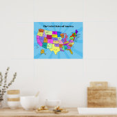 Colorful United States Maps School Poster (Keuken)
