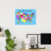 Colorful United States Maps School Poster (Thuiskantoor)
