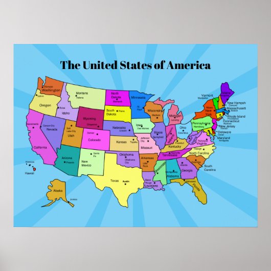 Colorful United States Maps School Poster (Voorkant)