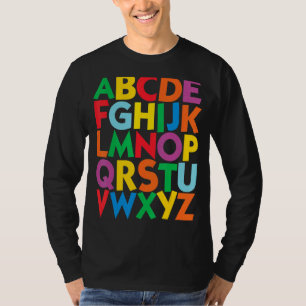 Colorful Uppercase Letters Alphabet Learn Abcs Boy T-shirt