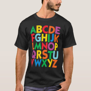 Colorful Uppercase Letters Alphabet Learn Abcs Boy T-shirt