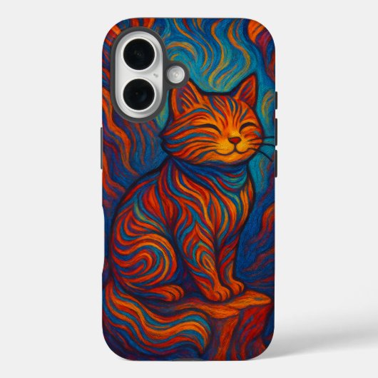 Colorful Van Gogh Cat Art Phone Case (Achterkant)