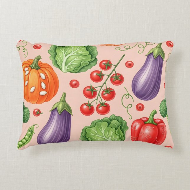 Colorful Vegetable Pattern Illustration Accent Kussen (Voorkant)