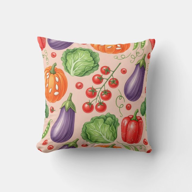 Colorful Vegetable Pattern Illustration Kussen (Voorkant)