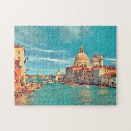 Colorful Venice Canal Aquarelle Art Painting Legpuzzel
