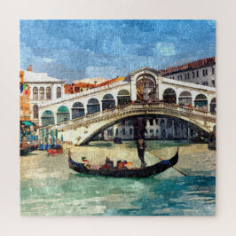 Colorful Venice Canal Grande Rialto Bridge Art Legpuzzel