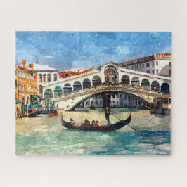 Colorful Venice Canal Grande Rialto Bridge Art Legpuzzel