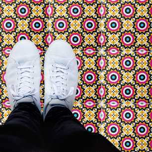 Colorful Vibrant Ethnic Mosaic Geometric Tegeltje