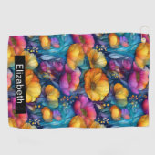 Colorful Vibrant Poppy Personalized Golfhanddoek (Horizontaal)