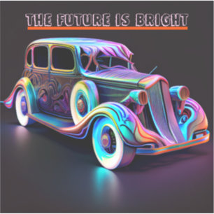 COLORFUL VINTAGE CAR "THE TOETURE IS BRIGHT" QUOTE STICKER