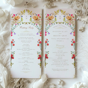 Colorful Vintage Garden Wedding Ceremony Programme