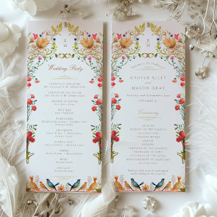 Colorful Vintage Garden Wedding Ceremony Programme