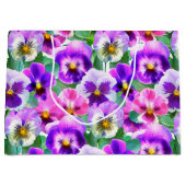 Colorful Violets Pansy Flower Pattern Groot Cadeauzakje (Voorkant)
